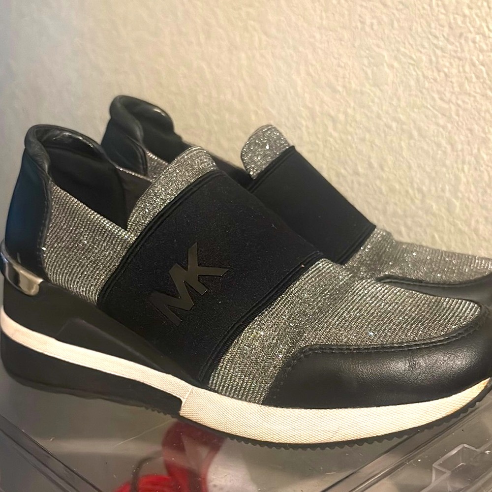 Michael Kors Black and Silver Slip-On Sneakers